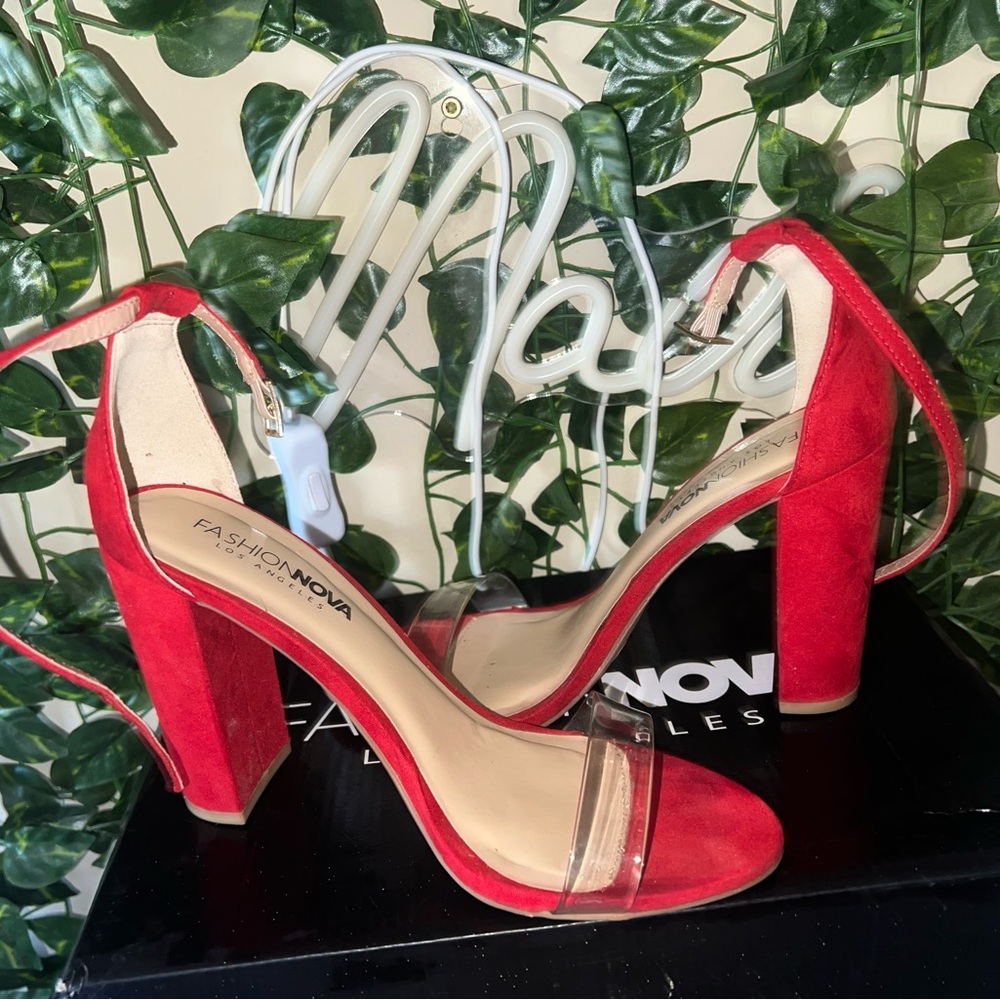 Fashion Nova Vibrant Red Block Heels